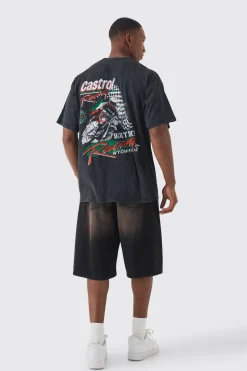 Oversized Castrol Racing Wash License T-shirt | BoohooMAN UK