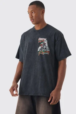 Oversized Castrol Racing Wash License T-shirt | BoohooMAN UK