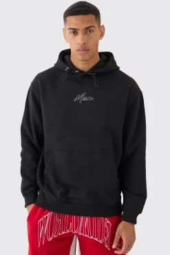 Oversized Chain Stitch Man Embroidered Hoodie | BoohooMAN UK