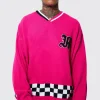Oversized Check Hem Knitted Hockey Top | BoohooMAN UK