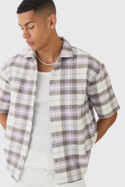 Oversized Check Revere Shirt | BoohooMAN UK