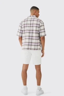 Oversized Check Revere Shirt | BoohooMAN UK