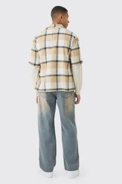 Oversized Check Revere Shirt | BoohooMAN UK