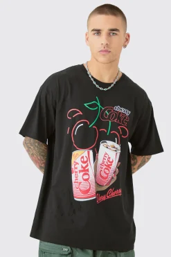 Oversized Cherry Coke License T-shirt | BoohooMAN UK