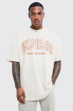 Oversized Chicago Print T-shirt | BoohooMAN UK