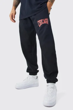 Oversized Chicago Varsity Jogger | BoohooMAN UK