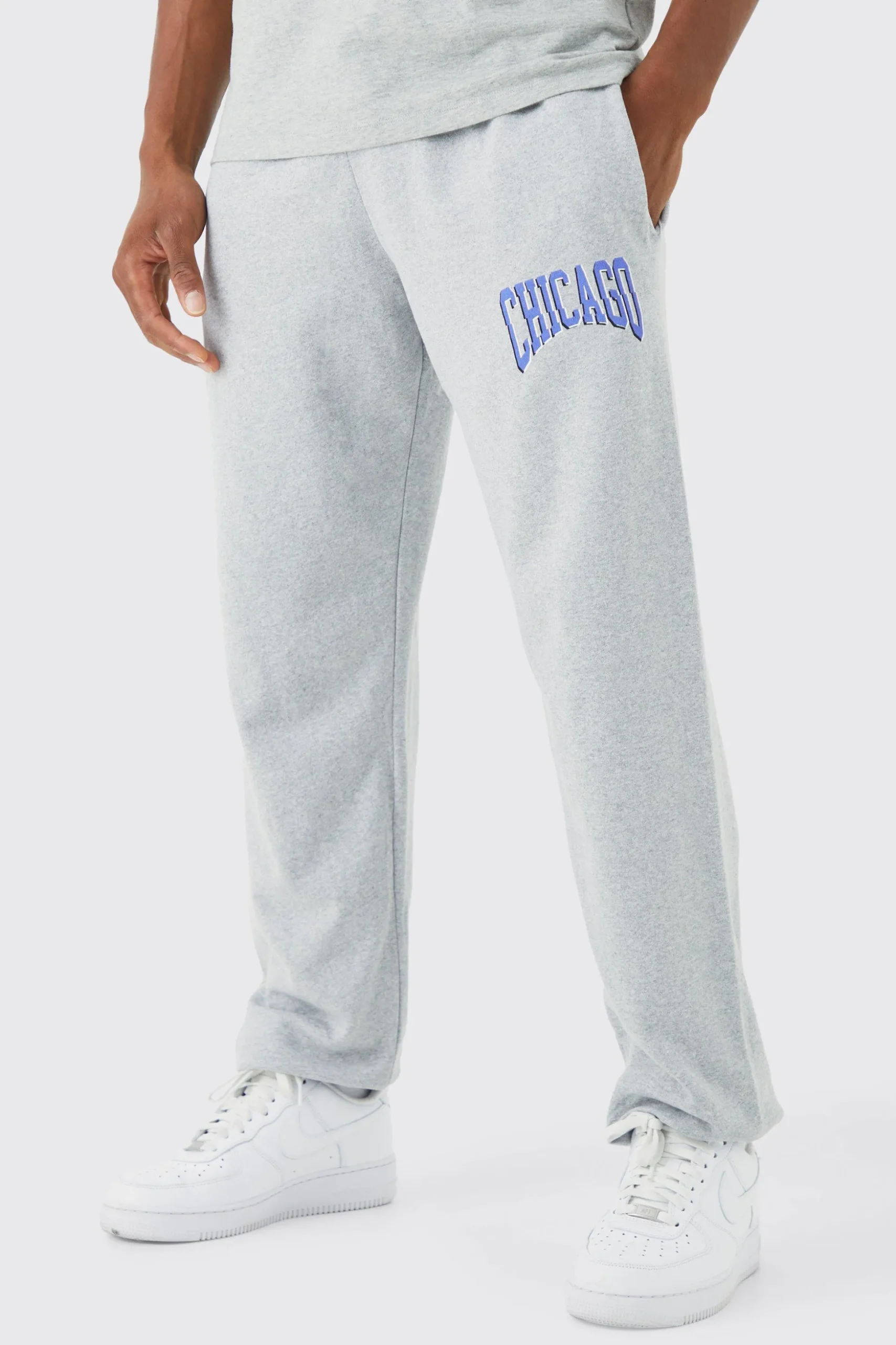 Oversized Chicago Varsity Jogger | BoohooMAN UK