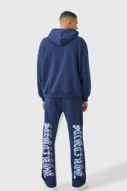 Oversized Chrome Graphic Gusset Tracksuit | BoohooMAN UK