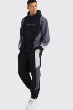 Oversized Colour Block Hooded Tracksuit | BoohooMAN UK