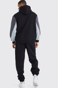 Oversized Colour Block Hooded Tracksuit | BoohooMAN UK
