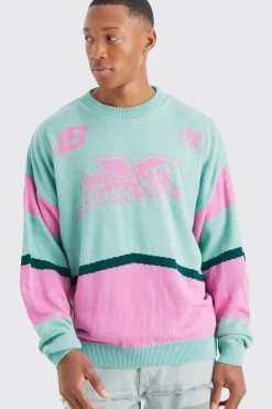 Oversized Colour Block Moto Jumper | BoohooMAN UK