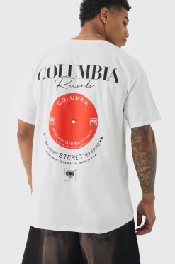 Oversized Columbia Records License Print T-shirt | BoohooMAN UK