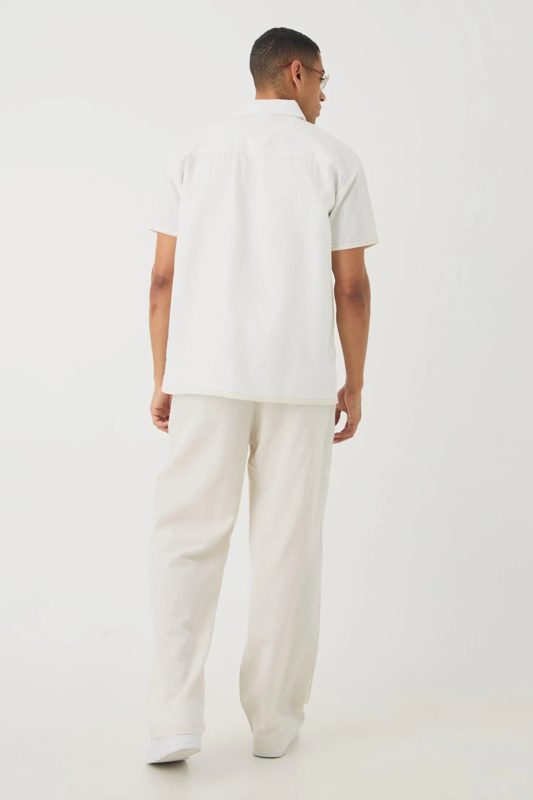 Oversized Concealed Placket Tonal Embroidery Shirt | BoohooMAN UK