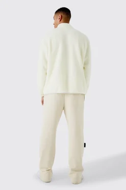 Oversized Contrast Borg Jacket | BoohooMAN UK
