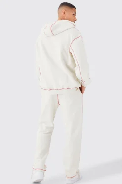Oversized Contrast Stitch Heat Graphic Tracksuit | BoohooMAN UK