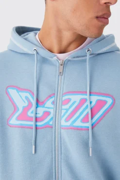 Oversized Contrast Stitch Heat Graphic Tracksuit | BoohooMAN UK