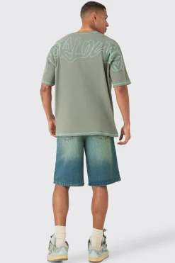 Oversized Contrast Stitch Embroidered T-shirt | BoohooMAN UK