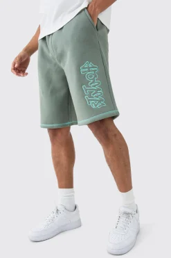 Oversized Contrast Stitch Applique Shorts | BoohooMAN UK
