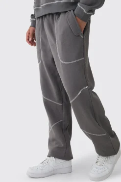 Oversized Contrast Stitch Seam Detail Jogger | BoohooMAN UK