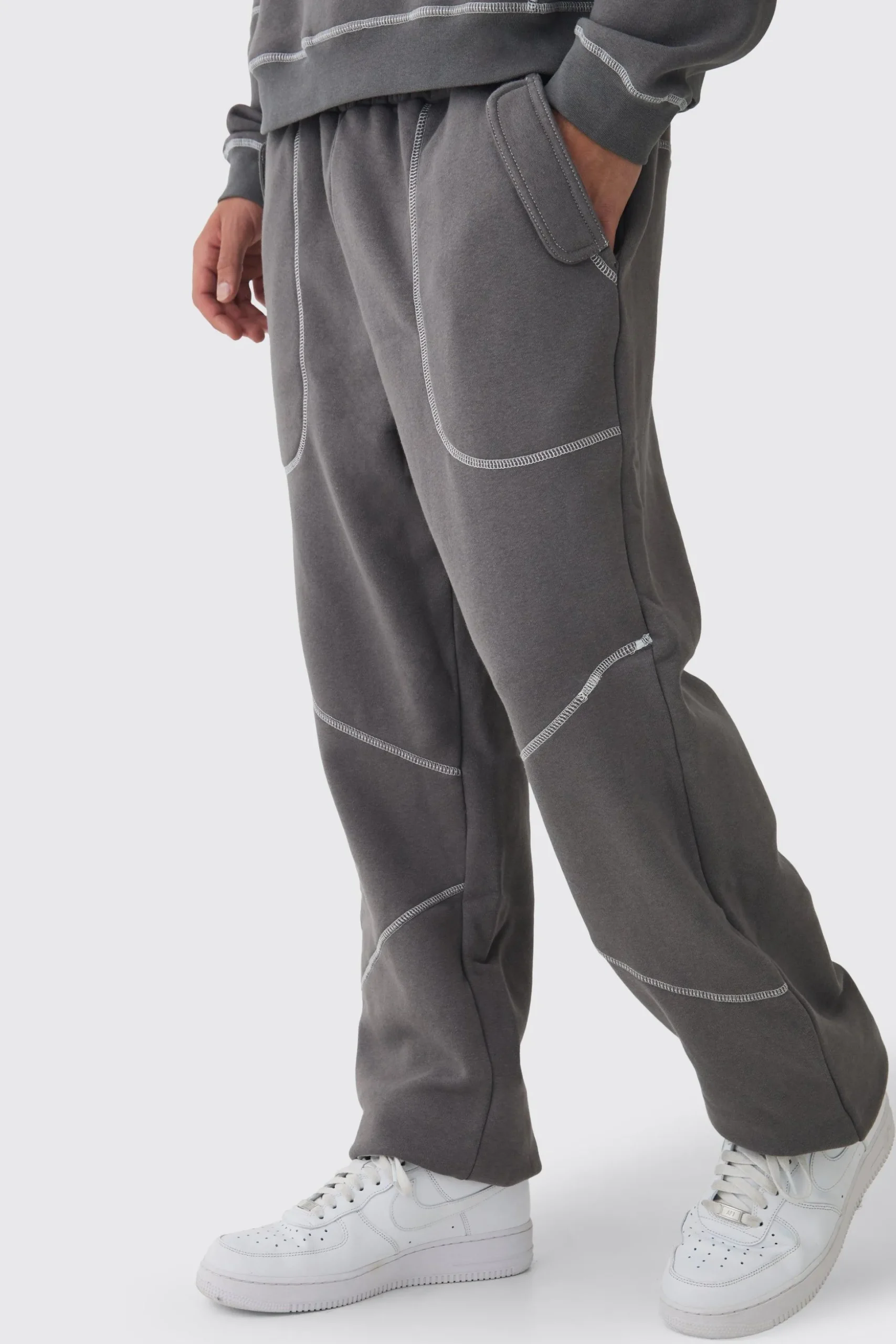 Oversized Contrast Stitch Seam Detail Jogger | BoohooMAN UK