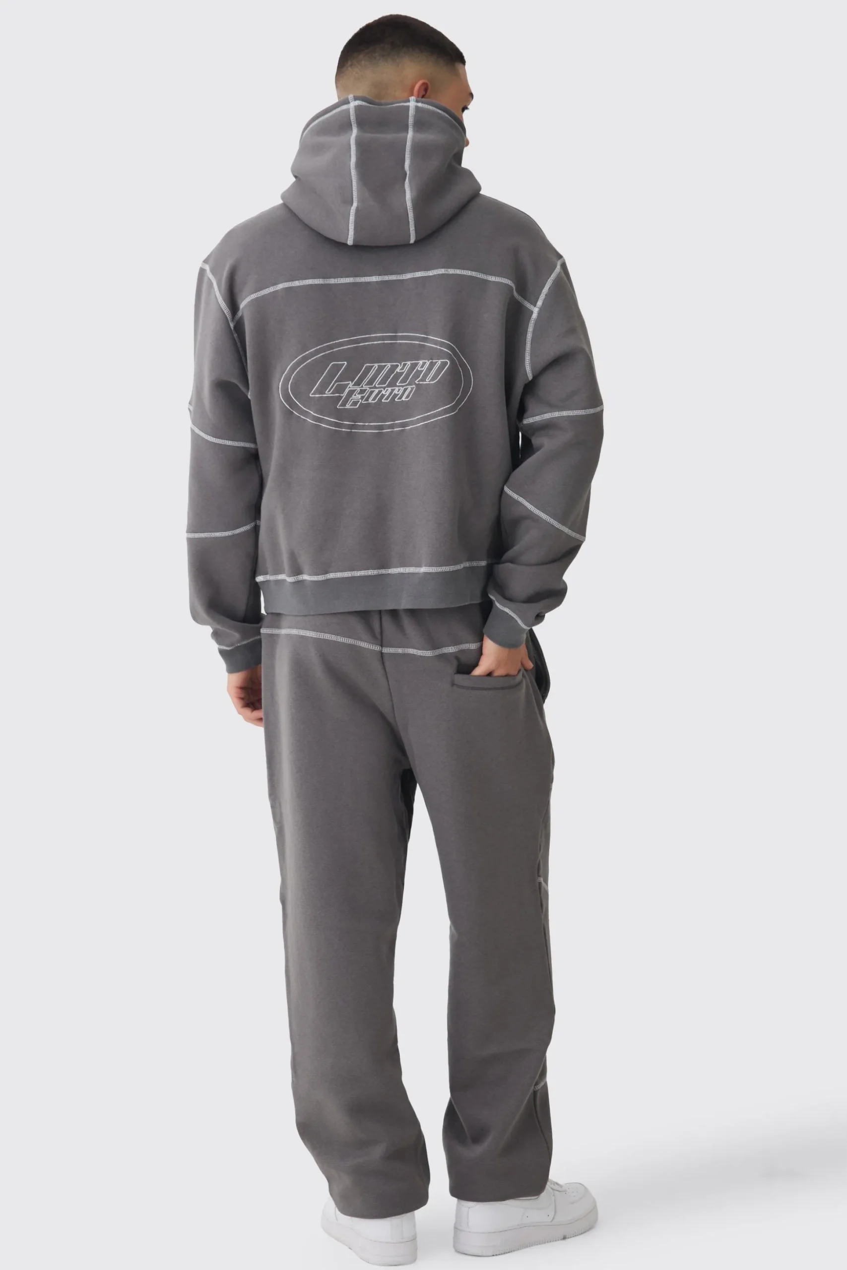 Oversized Contrast Stitch Seam Detail Jogger | BoohooMAN UK