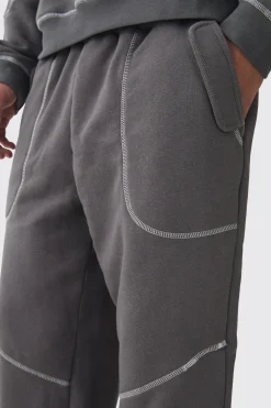 Oversized Contrast Stitch Seam Detail Jogger | BoohooMAN UK