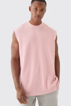 Oversized Contrast Waffle Tank | BoohooMAN UK