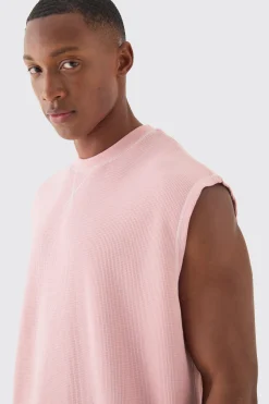 Oversized Contrast Waffle Tank | BoohooMAN UK