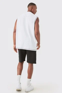 Oversized Contrast Waffle Tank | BoohooMAN UK
