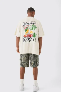 Oversized Copacabana Printed Back Print T-shirt | BoohooMAN UK