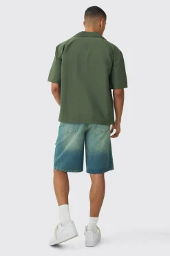 Oversized Crinkle Revere Shirt | BoohooMAN UK