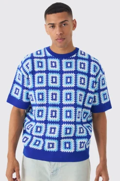 Oversized Crochet Knit T-shirt | BoohooMAN UK