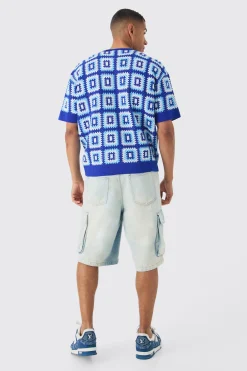 Oversized Crochet Knit T-shirt | BoohooMAN UK