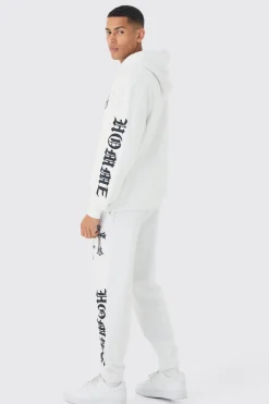 Oversized Cross Print Tracksuit | BoohooMAN UK