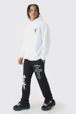 Oversized Cross Print Tracksuit | BoohooMAN UK