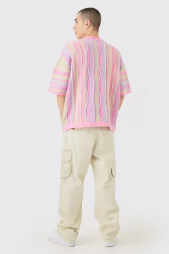 Oversized 3D Jacquard Knit T-shirt | BoohooMAN UK