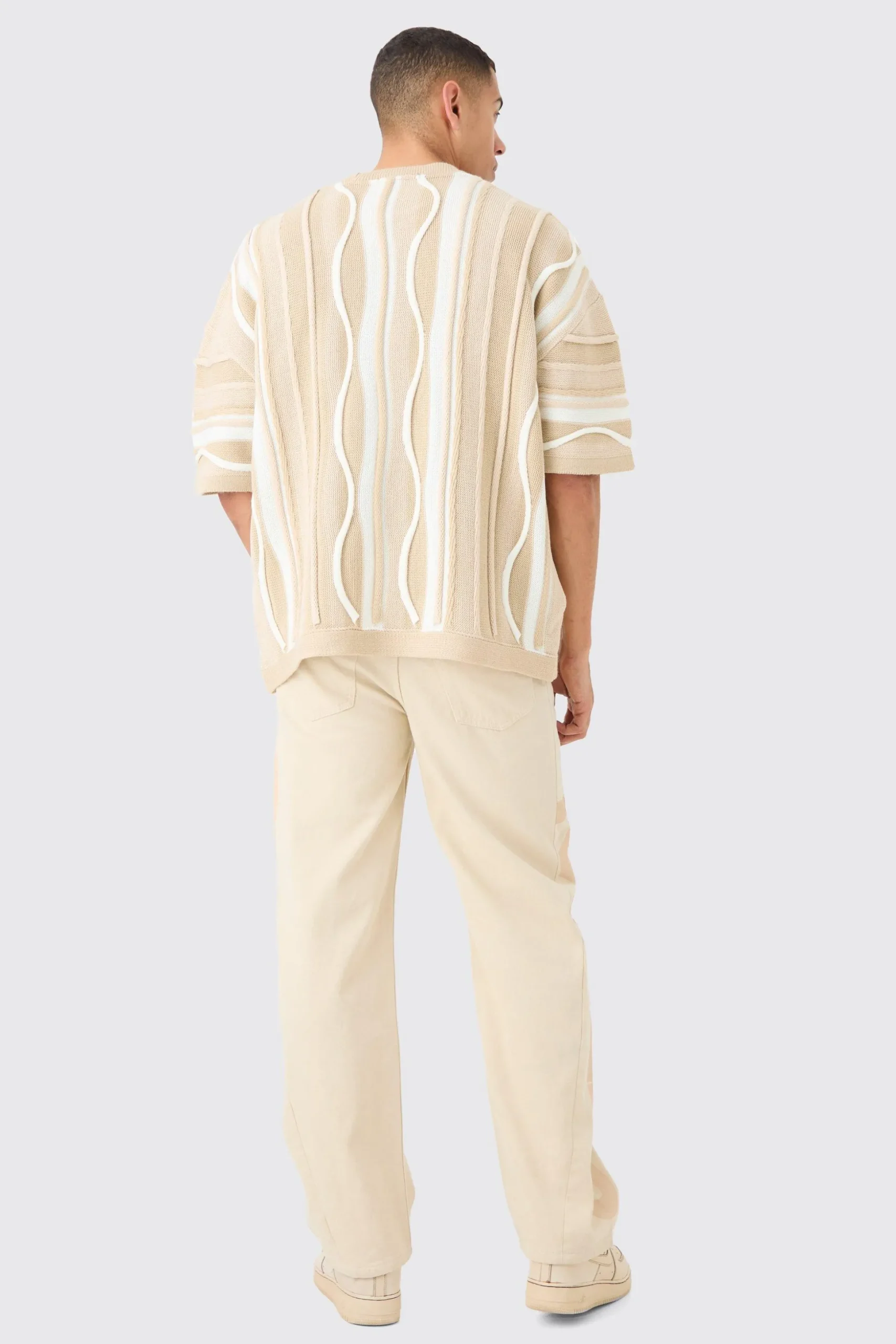 Oversized 3d Jacquard Knit T-shirt | BoohooMAN UK