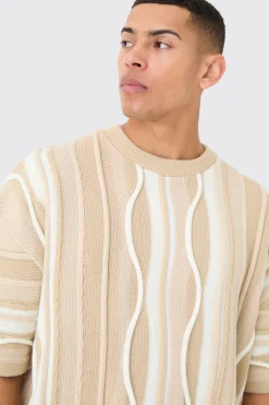 Oversized 3d Jacquard Knit T-shirt | BoohooMAN UK