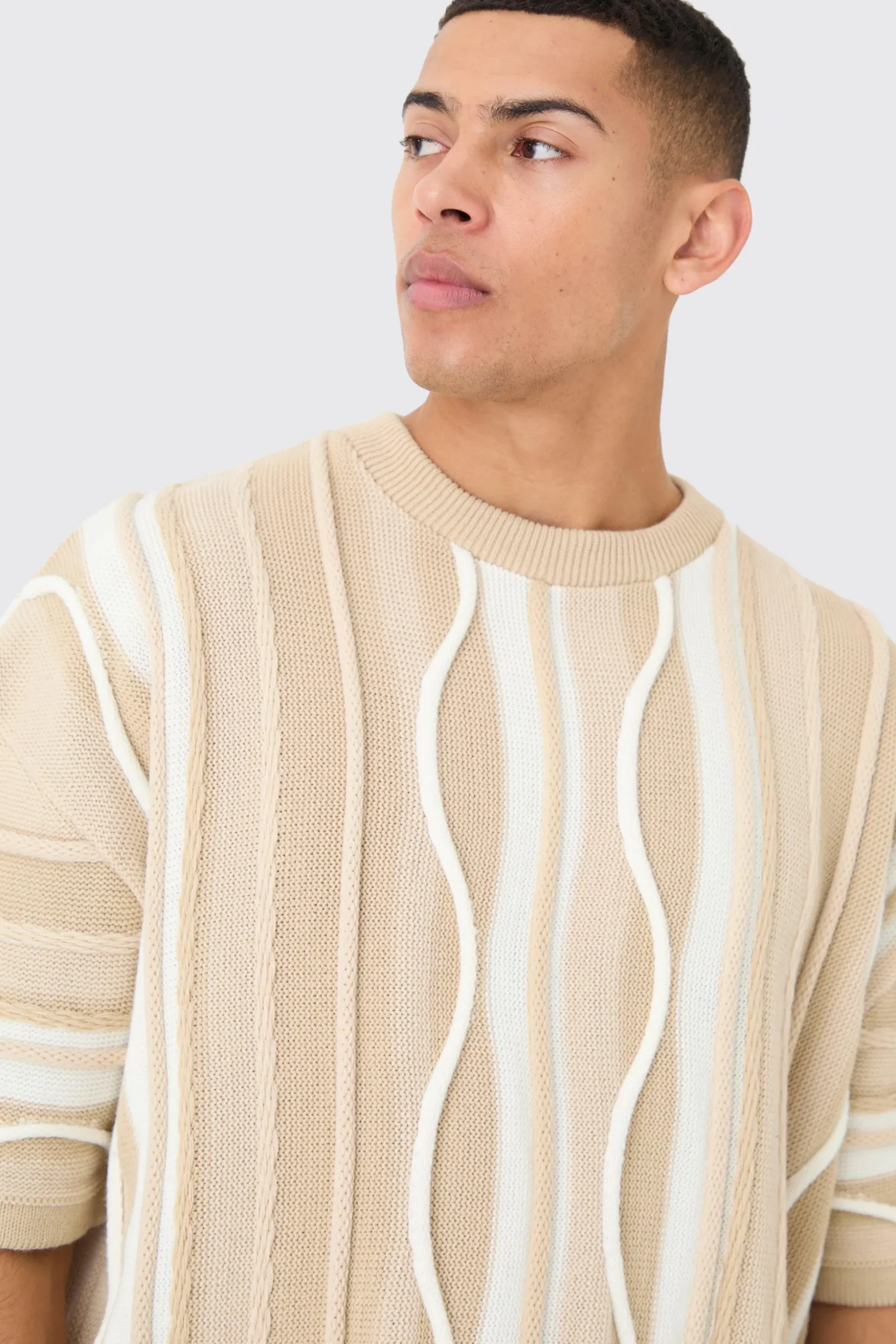 Oversized 3d Jacquard Knit T-shirt | BoohooMAN UK
