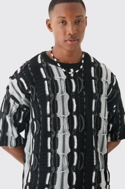 Oversized 3D Knitted T-shirt | BoohooMAN UK