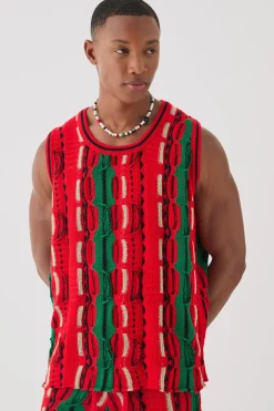 Oversized 3D Knitted Vest | BoohooMAN UK