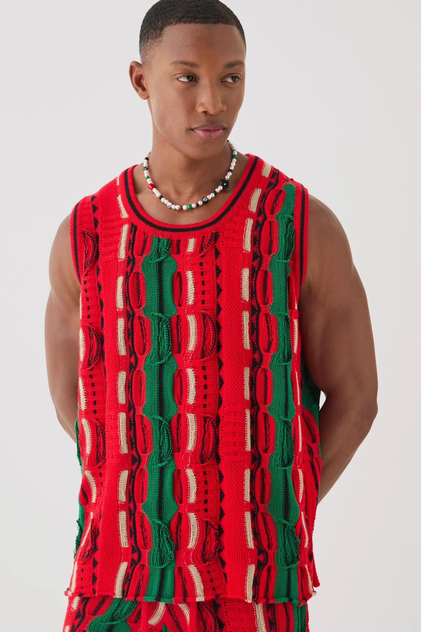 Oversized 3D Knitted Vest | BoohooMAN UK