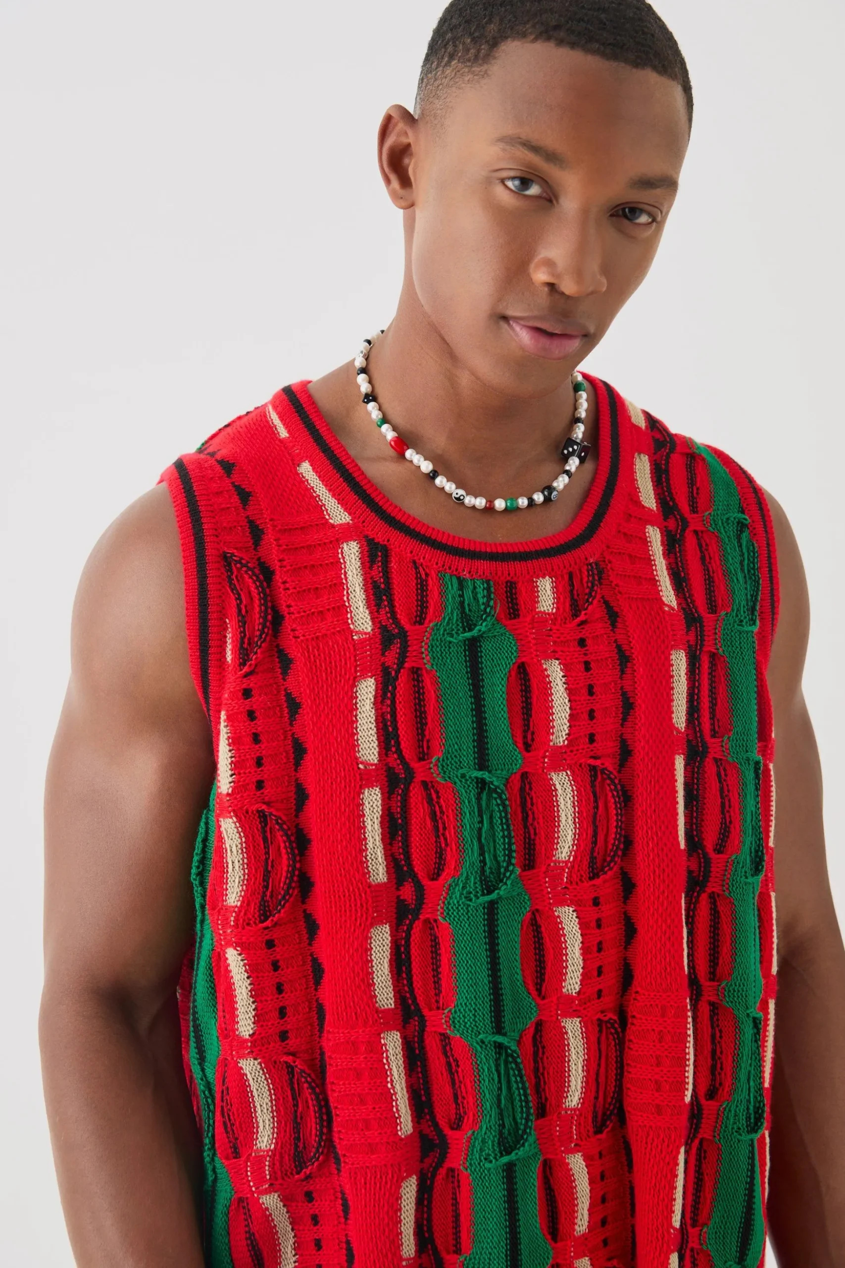 Oversized 3D Knitted Vest | BoohooMAN UK
