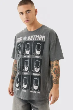 Oversized DC Batman License Wash T-shirt | BoohooMAN UK