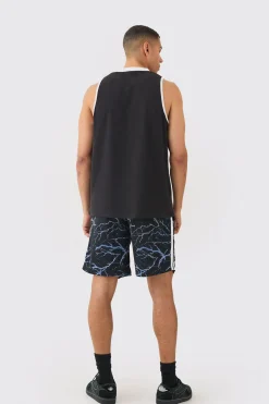 Oversized Death Row License Mesh Vest And Short Set | BoohooMAN UK