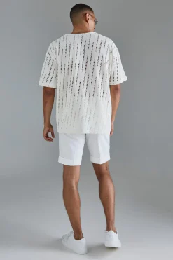 Oversized Deep V Extreme Distressed T-shirt | BoohooMAN UK