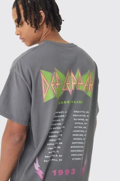 Oversized Def Leopard Band Wash License T-Shirt | BoohooMAN UK