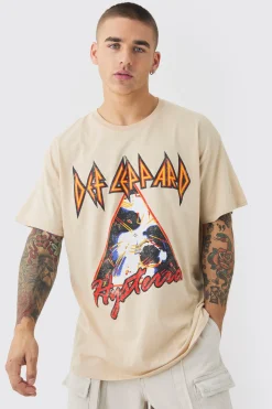 Oversized Def Leppard Tour Wash License T-shirt | BoohooMAN UK