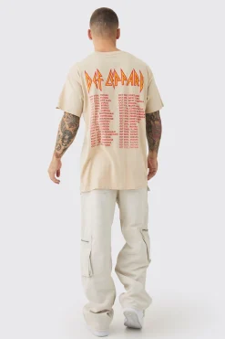 Oversized Def Leppard Tour Wash License T-shirt | BoohooMAN UK