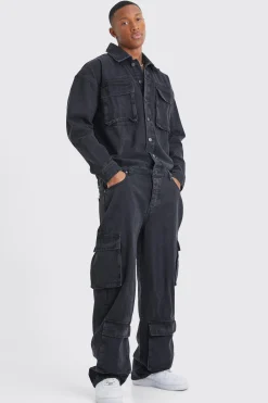 Oversized Denim Boilersuit | BoohooMAN UK